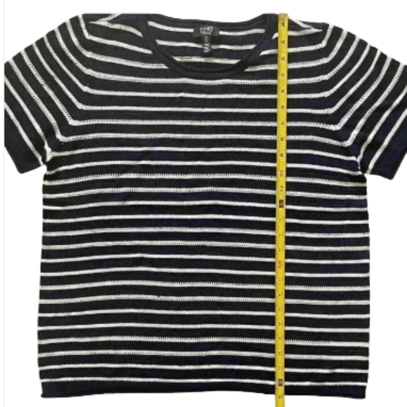 JONES NEW YORK Signature Sweater Pullover Short Sleeve Striped Blue/White  L - Picture 4 of 11